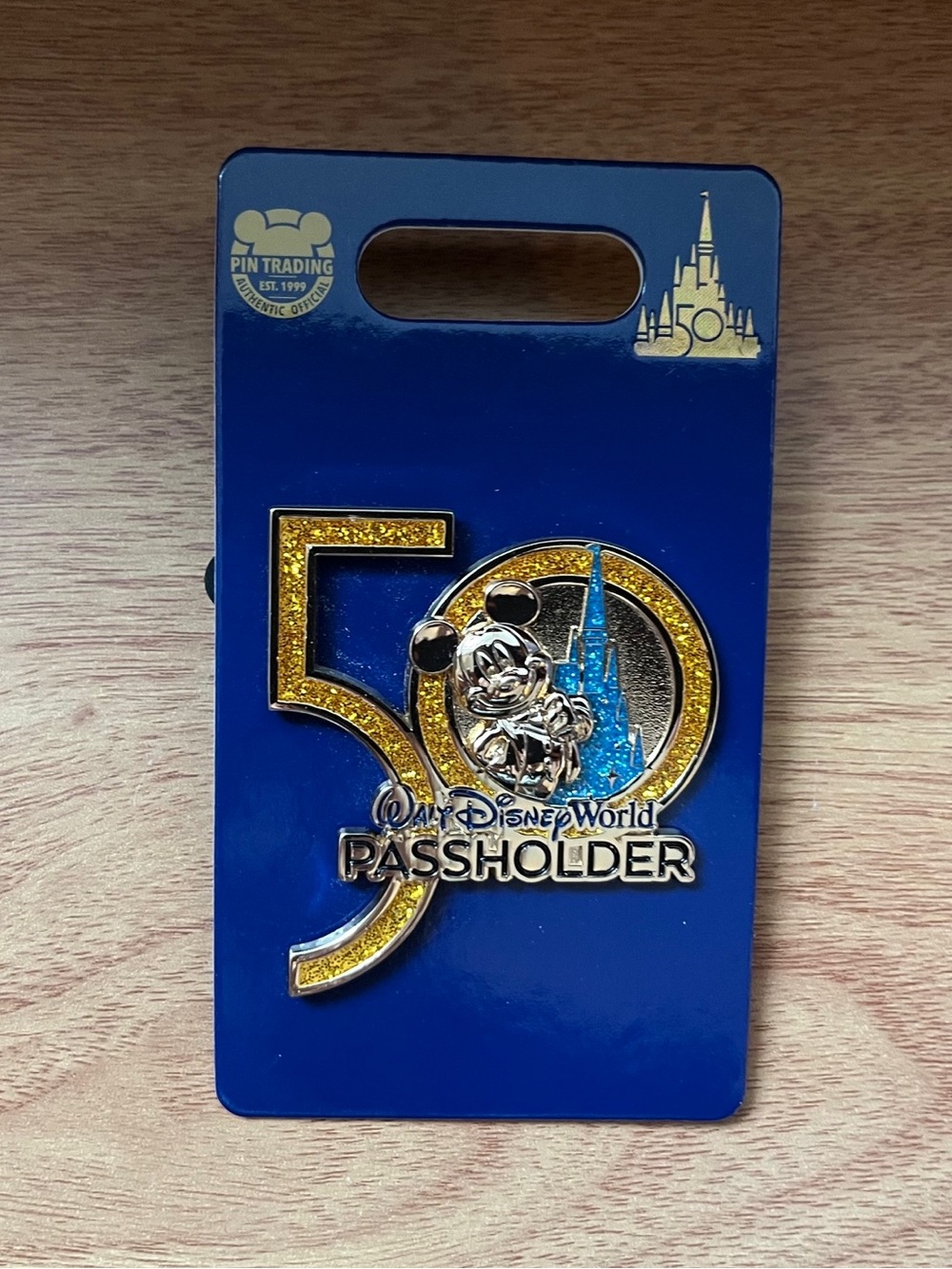 Disney 50th Passholder Pin - Blue and Gold